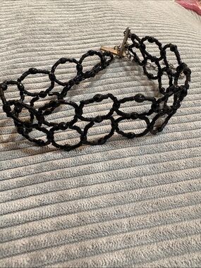 Unbranded Beaded Loop Choker Necklace Women OS Black Good Gothic Y2K Jewelry